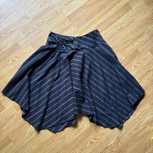 Vintage black stripe asymmetrical hem cinch tie midi skirt handkerchief boho 5